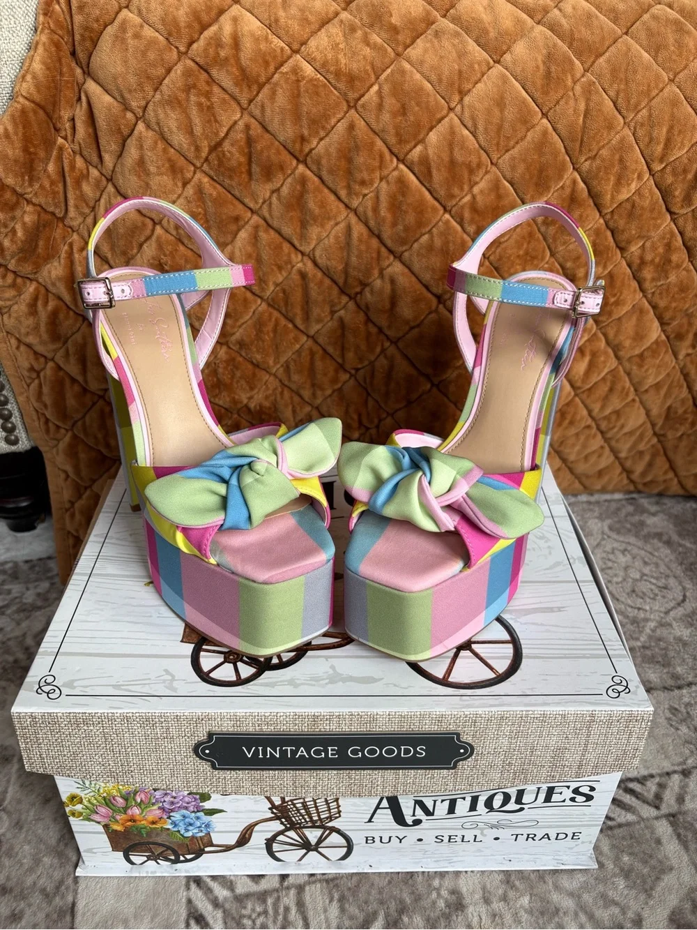 GIANNI BINI x Jess Southern Carrie Plaid Knotted Bow Platform Sandals